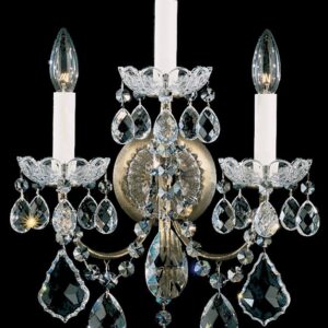 New Orleans 3 Light 120V Wall Sconce in Antique Silver with Clear Crystals from Swarovski
