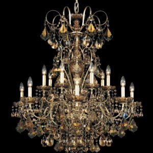 New Orleans 14 Light 120V Chandelier in Antique Silver with Clear Crystals from Swarovski