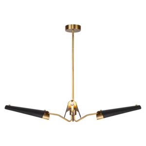 Osorio 46-in Matte Black/Vintage Brass LED Chandeliers