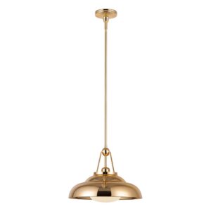 Palmetto 14-in Polished Brass/Glossy Opal 1 Light Pendant