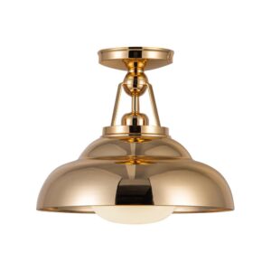 Palmetto 12-in Polished Brass/Glossy Opal 1 Light Semi Flush Mount