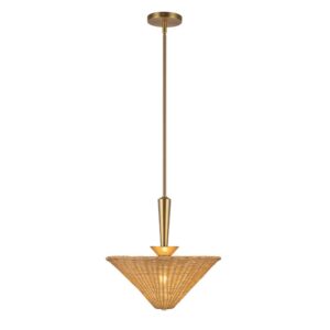 Bridgette 16-in Brushed Gold/Rattan Socket Pendant