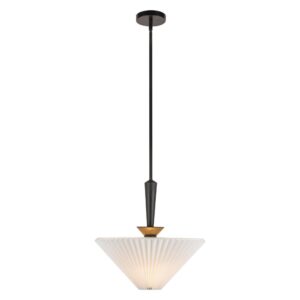Bridgette 16-in Matte Black/Folded White Socket Pendant