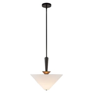 Bridgette 16-in Matte Black/White Linen Socket Pendant