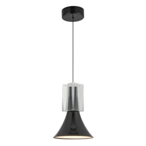 Floe 8-in Glossy Black/Clear Crystal LED Pendant