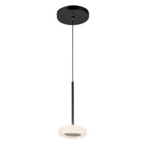 Stephord 4-in Black/Frosted Glass LED Pendant