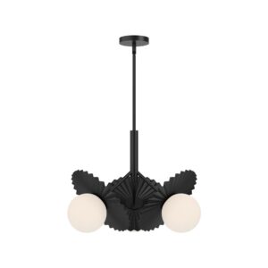 Plume 21-in Matte Black/Opal Glass 3 Lights Chandeliers