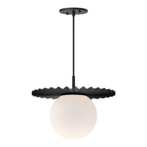 Plume 14-in Matte Black/Opal Matte Glass 1 Light Pendant