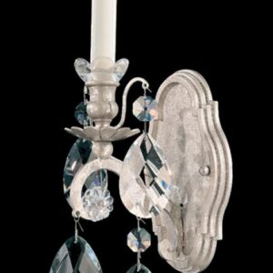 Renaissance 1 Light 120V Wall Sconce in Antique Silver with Heritage Handcut Crystal