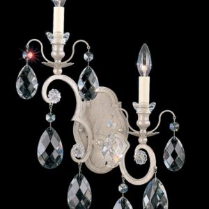 Renaissance 2 Light 120V Wall Sconce in Antique Silver with Heritage Handcut Crystal