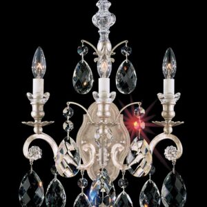 Renaissance 3 Light 120V Wall Sconce in Antique Silver with Heritage Handcut Crystal