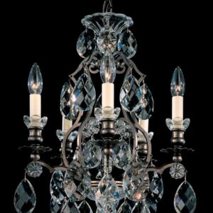 Renaissance 5 Light 120V Chandelier in Antique Silver with Heritage Handcut Crystal