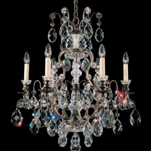 Renaissance 7 Light 120V Chandelier in Antique Silver with Heritage Handcut Crystal