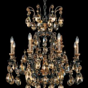 Renaissance 9 Light 120V Chandelier in Antique Silver with Heritage Handcut Crystal