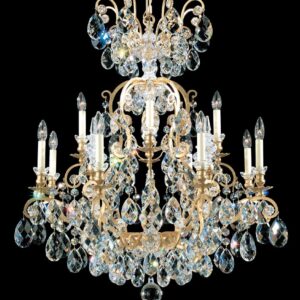 Renaissance 13 Light 120V Chandelier in Black with Heritage Handcut Crystal