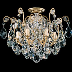 Renaissance 6 Light 120V Semi-Flush Mount in Antique Silver with Heritage Handcut Crystal