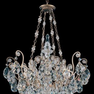 Renaissance 8 Light 120V Pendant in Antique Silver with Heritage Handcut Crystal