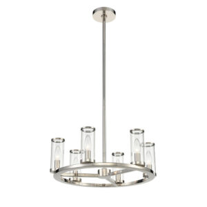 Revolve Clear Glass/Polished Nickel 6 Lights Chandeliers
