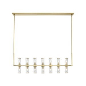 Revolve Clear Glass/Natural Brass 14 Lights Linear Pendant