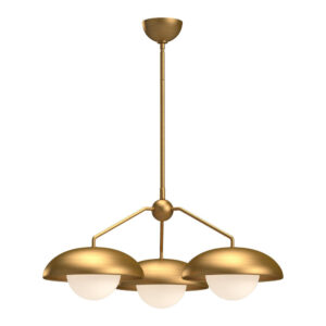 Rubio 28-in Aged Gold/Opal Matte Glass 3 Lights Chandeliers