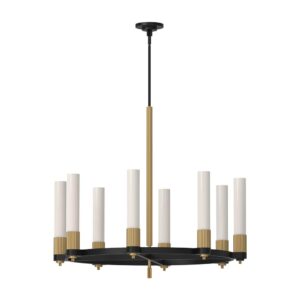 Rue 38-in Matte Black/Brushed Gold 8 Lights Chandeliers