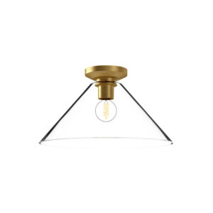 Salem 14-in Brushed Gold/Clear Glass 1 Light Flush Mount