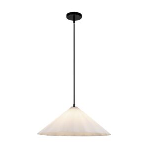 Serena 20-in Matte Black/Opal Glass 1 Light Pendant