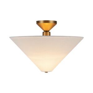 Bridgette 16-in Brushed Gold/White Linen Socket Semi-Flush Mount