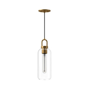 Soji 5-in Aged Gold/Clear Glass 1 Light Pendant