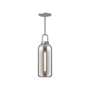 Soji 5-in Brushed Nickel/Smoked Solid Glass 1 Light Pendant