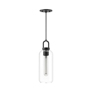 Soji 5-in Clear Glass/Matte Black 1 Light Pendant