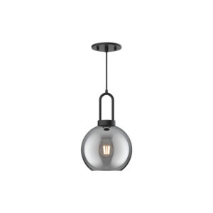 Soji 8-in Matte Black/Smoked Solid Glass 1 Light Pendant