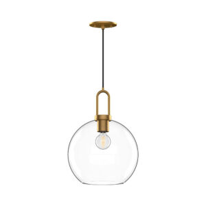 Soji 10-in Aged Gold/Clear Glass 1 Light Pendant