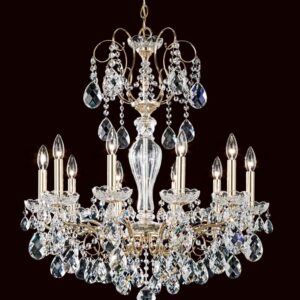 Sonatina 10 Light 120V Chandelier in Antique Silver with Heritage Handcut Crystal