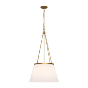 Speakeasy 18-in Aged Gold/White Linen 1 Light Pendant