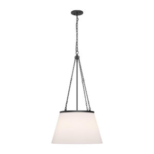 Speakeasy 18-in Matte Black/White Linen 1 Light Pendant