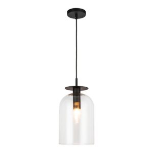 Sylvia 8-in Matte Black/Clear Glass 1 Light Pendant