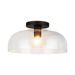 Sylvia 12-in Matte Black/Clear Glass 1 Light Semi-Flush