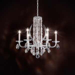 Siena 6 Light 120V Chandelier in Antique Silver with Heritage Handcut Crystal