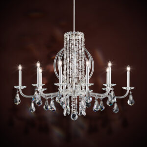 Siena 10 Light 120V Chandelier in Antique Silver with Heritage Handcut Crystal