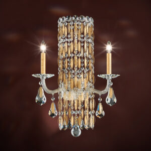 Siena 2 Light 120V Wall Sconce in Antique Silver with Heritage Handcut Crystal