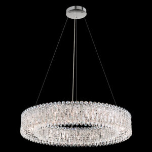 Sarella 18 Light 120V Pendant in Antique Silver with Clear Crystals from Swarovski