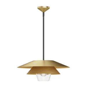 Tetsu 20-in Brushed Gold/Clear Glass 1 Light Pendant