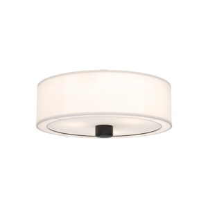 Theo 24-in Matte Black/White Linen 3 Lights Flush Mount