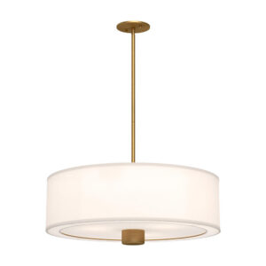 Theo 24-in Aged Gold/White Linen 3 Lights Pendant