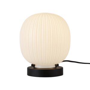 Cherise 7-in Matte Black/Glossy Ribbed Opal Glass Socket Table Lamp