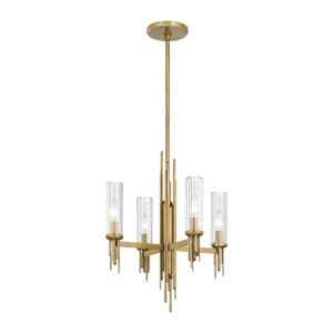 Torres 18-in Ribbed Glass/Vintage Brass 4 Lights Chandeliers