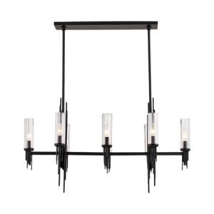 Torres 38-in Clear Ribbed Glass/Matte Black 8 Lights Linear Pendant