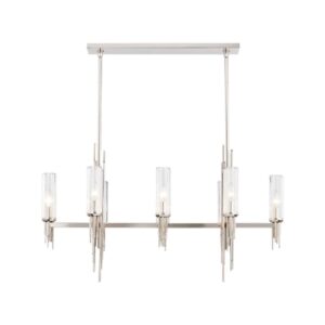 Torres 38-in Polished Nickel/Ribbed Glass 8 Lights Linear Pendant