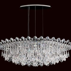 Trilliane Strands 8 Light 120V Pendant in Polished Stainless Steel with Heritage Handcut Crystal